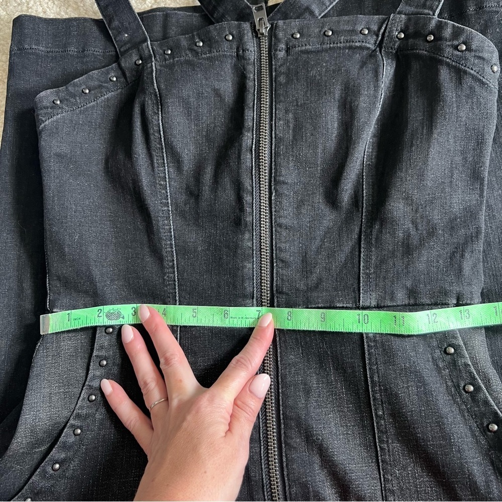Level 99 Denim Dress with Stud Accents Criss Cross Back Black Small - Picture 7 of 7